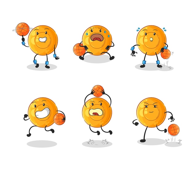 Pastilles Pour La Gorge Joueur De Basket Groupe Personnage Mascotte Vecteur