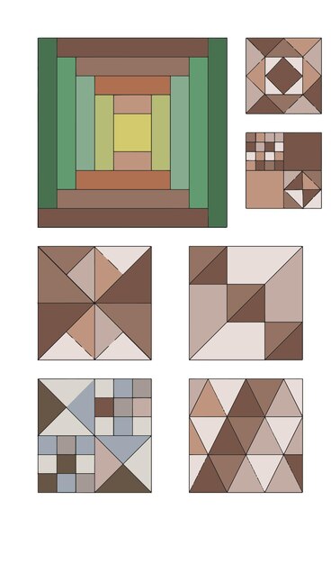 Vecteur le patchwork bloque les motifs des éléments géométriques du motif pour coudre un motif