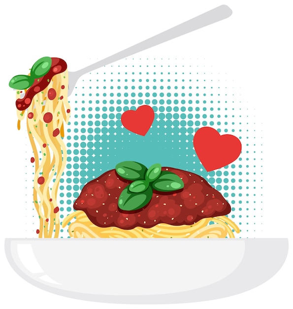 Vecteur pâtes spaghetti à la sauce bolognaise