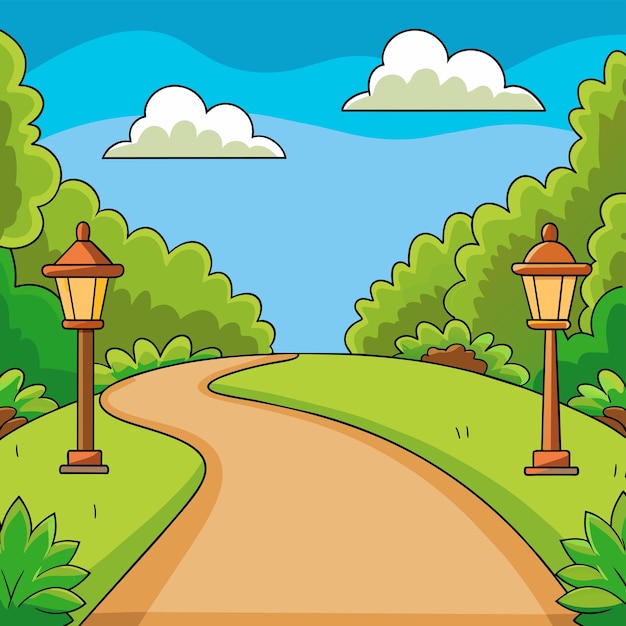 Vecteur pathway on a empty park vector illustration