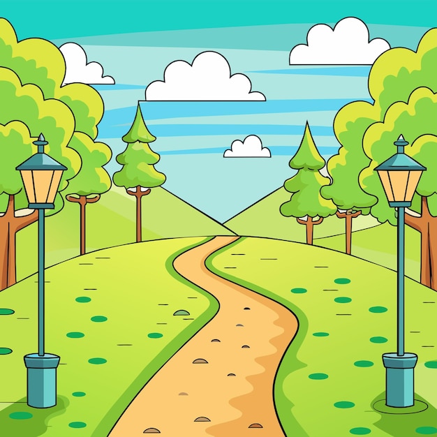 Vecteur pathway on a empty park vector illustration