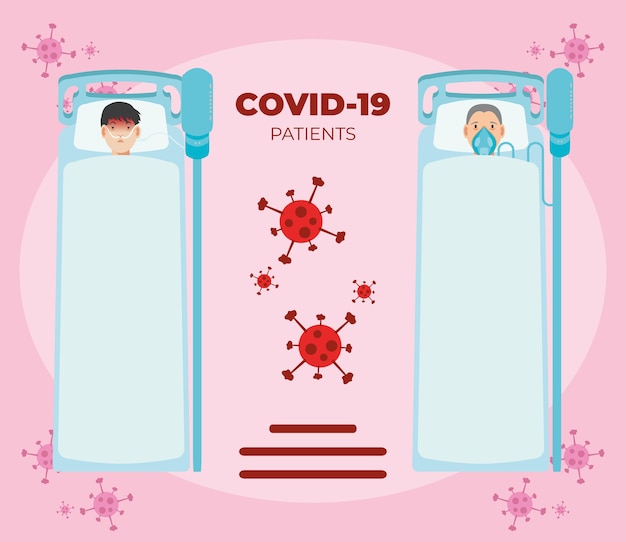 Patients Connectés à Un Ventilateur Dans Le Lit D'hôpital Pour L'illustration Du Coronavirus De La Maladie