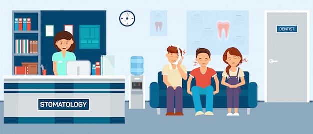 Les Patients Avec Mal Aux Dents Assis Stomatologie Hall