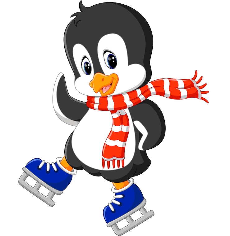 Vecteur patinage sur glace mignon de pingouin