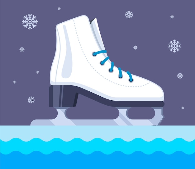 Vecteur patinage sur glace la nuit. illustration plate.