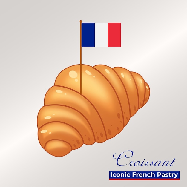 Pâtisserie française au beurre Le croissant emblématique de l'art vectoriel
