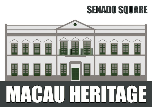 Vecteur patrimoine de macao et icône emblématique de la place senado