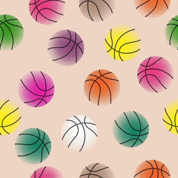 Patron De Basket-ball Sans Couture Avec Des Balles Colorées Illustration Moderne Pour Les Flyers, Les Bannières, L'impression Web