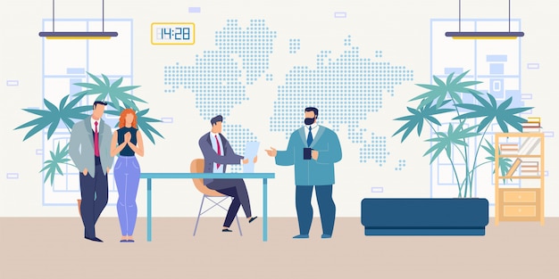Patron embauche de nouveaux employés Concept plat Vector
