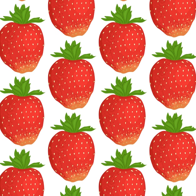 Patron Sans Couture Avec Des Fraises Mûres Fraîches De Grandes Baies Patron D'été Brillant Pour Le Papier Et Le Design Textile Illustration Vectorielle Sur Un Fond Transparent