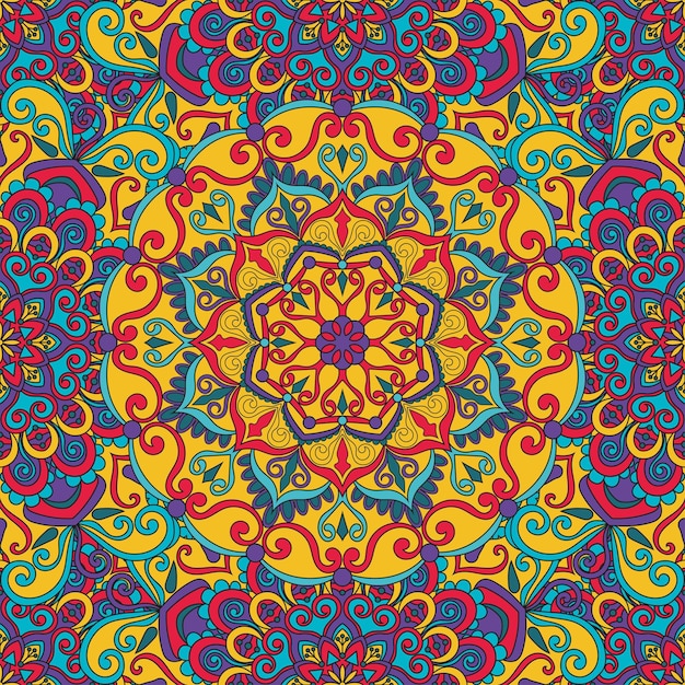 Vecteur patron sans couture avec illustration vectorielle du mandala