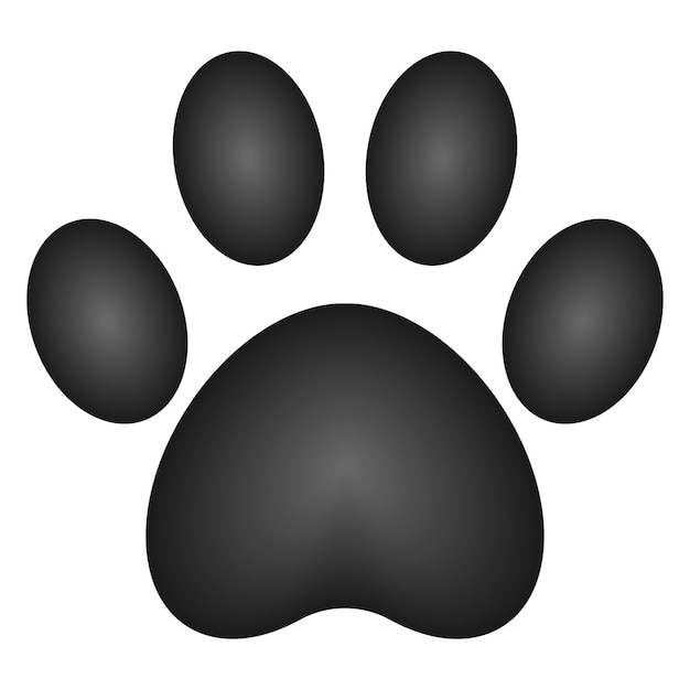 Vecteur patte d'empreinte de chien animal volumineux 3d noir isolé sur fond blanc illustration vectorielle