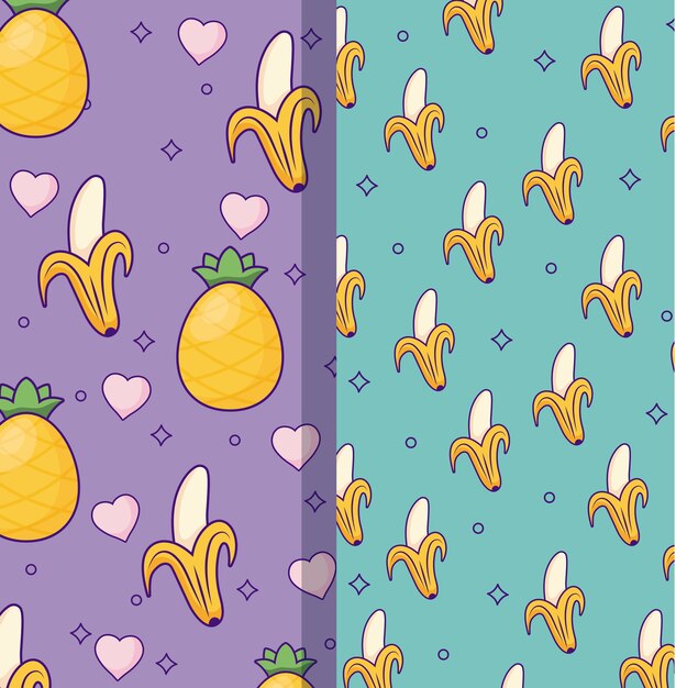 Patterns D'ananas Et De Bananes