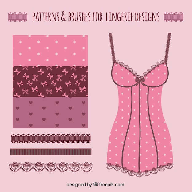 Vecteur patterns et brosses pour modèles de lingerie