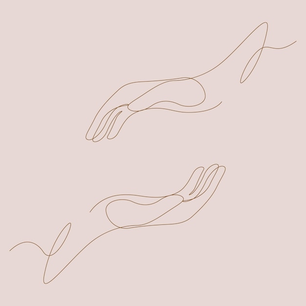 la paume des mains tenant et protégeant et le concept de soins illustration de ligne mince