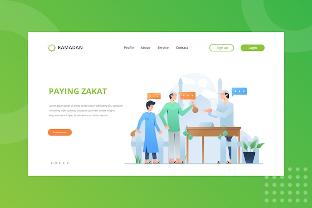 Payer L'illustration Du Don De Zakat Pour Le Concept Du Ramadan Sur La Page De Destination