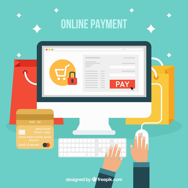 Payer en ligne, style plat