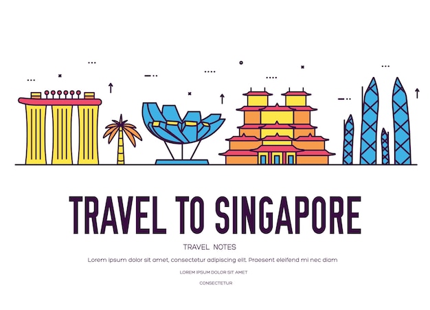 Pays Singapour Guide De Vacances De Voyage De Marchandises. Ensemble D'architecture, Mode, Gens, Article, Nature