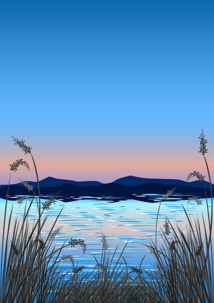 Vecteur paysage au coucher du soleil