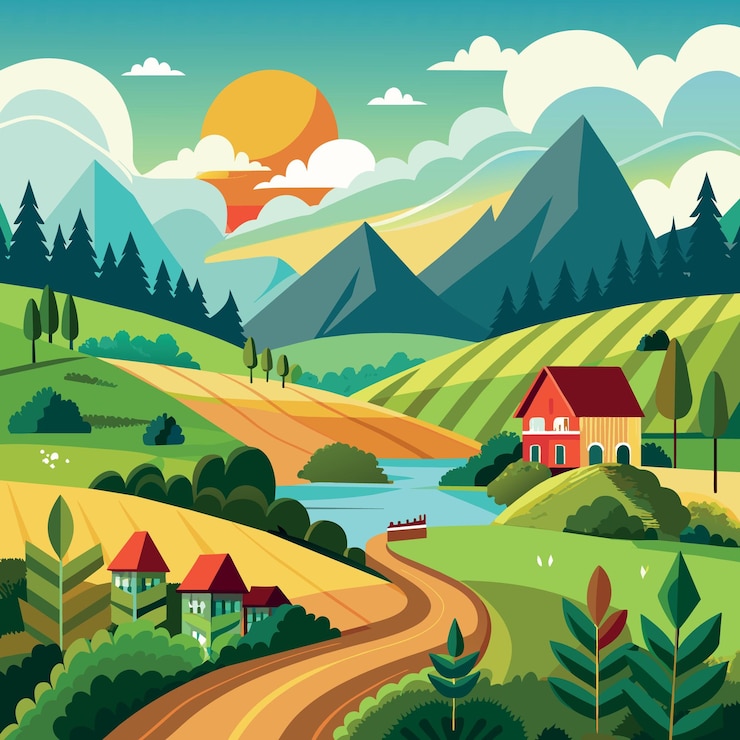 Vecteur paysage de campagne