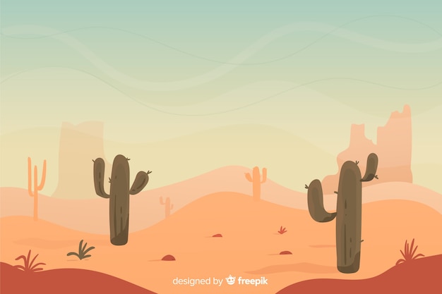 Vecteur paysage désertique au lever du soleil