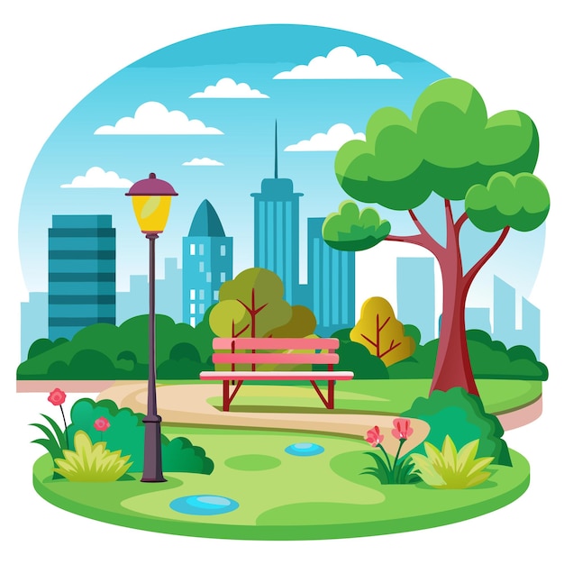 paysage du parc de la ville arrière-plan clipart art vectoriel et illustration