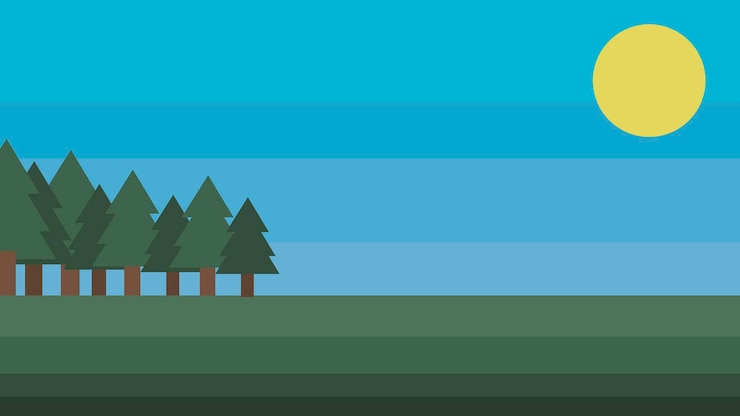 Vecteur paysage d'été de l'été. soleil. illustration vectorielle