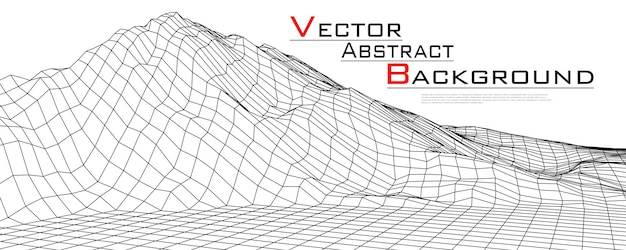 Paysage Filaire Numérique Conception De Paysage De Polygone De Terrain Filaire Cyberespace Numérique Dans Les Montagnes Avec Des Vallées