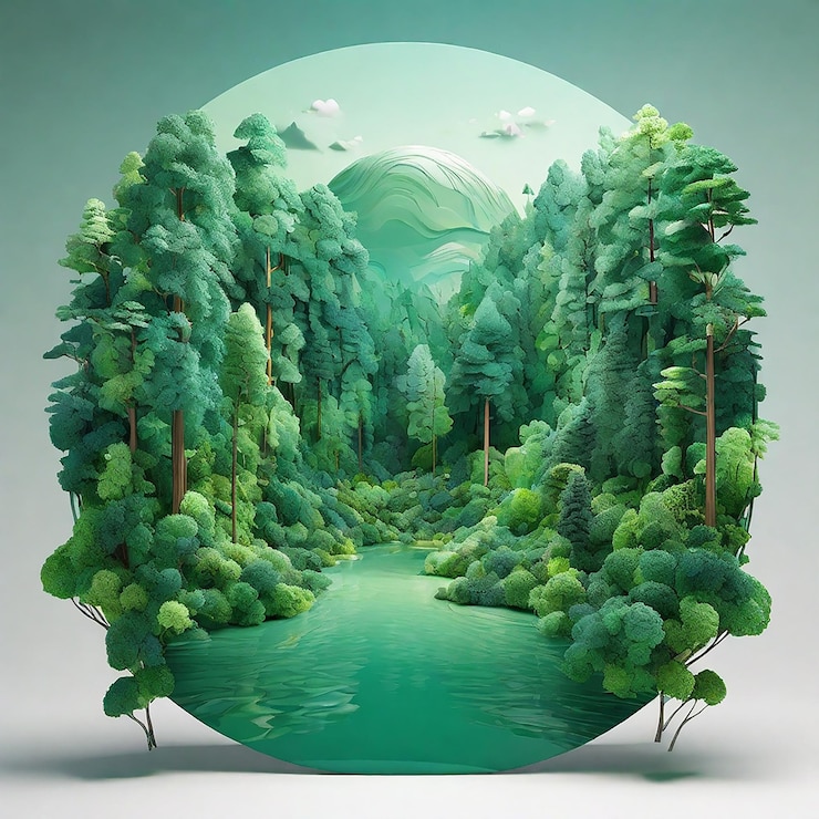 Vecteur le paysage forestier un dessin de t-shirt forestier en papier