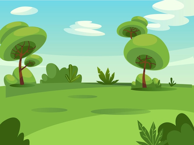 Paysage De Forêt De Dessin Animé Platobjets De Paysageéléments De Parc De Ville Concept D'illustration Vectorielle