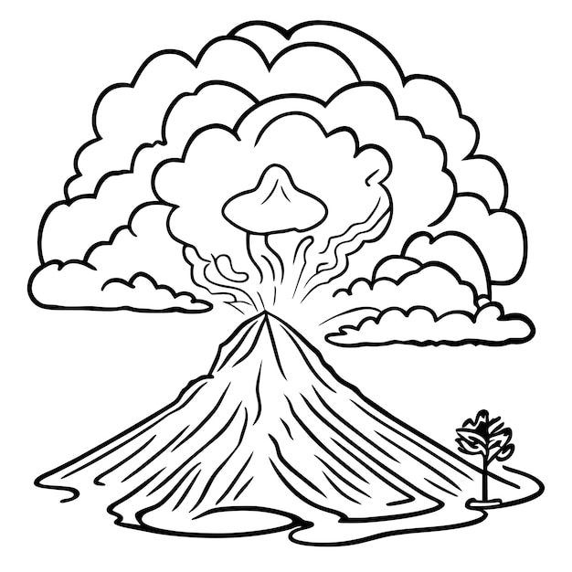 Vecteur un paysage de foudre en éruption du volcan mauna loa à hawaï avec de la fumée et un ciel brumeux