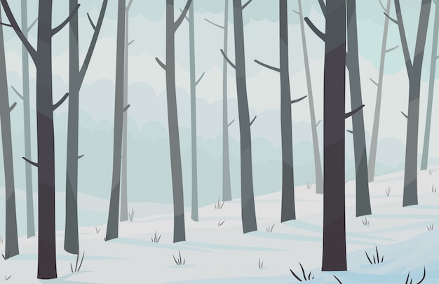Vecteur paysage d'hiver fores horizontal. illustration vectorielle