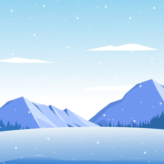 Paysage d&#39;hiver avec la montagne