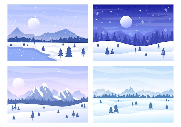 Paysage D'hiver De Noël Et Illustration Vectorielle De Fond De Nouvel An