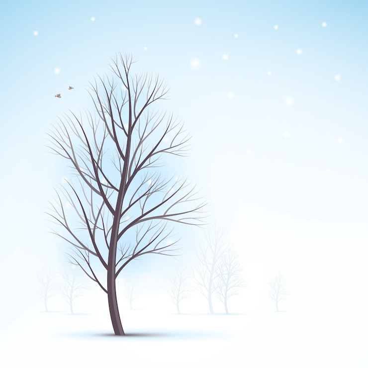 Vecteur paysage hivernal avec arbre nu