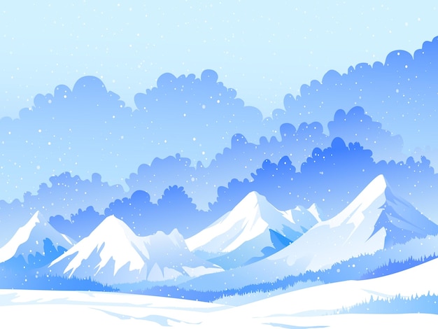 Paysage hivernal des montagnes avec un ciel bleu en arrière-plan