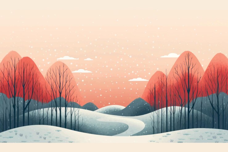 Vecteur paysage hivernal serein avec de la neige