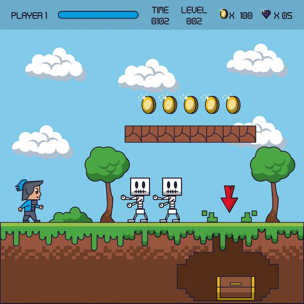 Paysage De Jeu Pixélisé