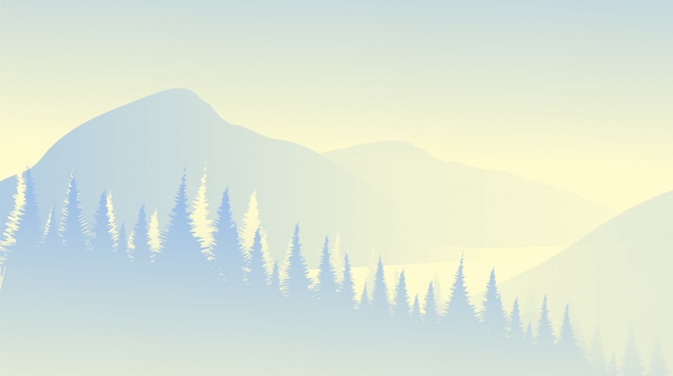 Vecteur paysage de montagne de glace de vecteur avec forêt de pins