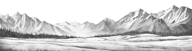 Paysage de montagnes dessinés à la main Panorama avec horizon des montagnes Rocheuses Illustration vectorielle