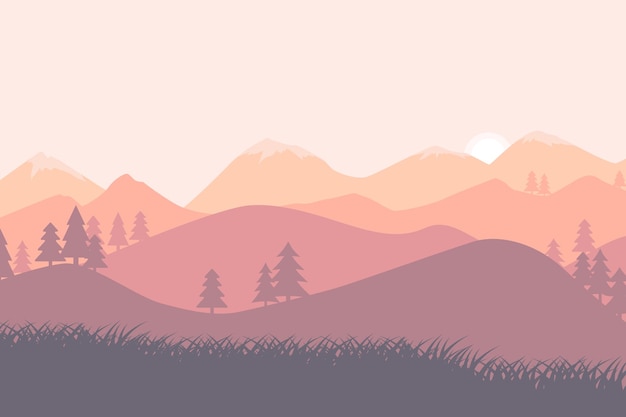 Paysage avec montagnes. Illustration vectorielle.