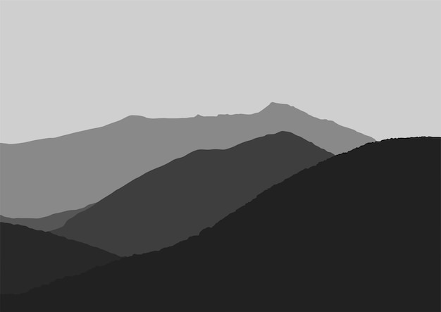 paysage de montagnes simples avec un ton sombre, illustration vectorielle.