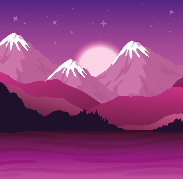 Paysage de montagnes violettes et conception de la rivière, nature et plein air