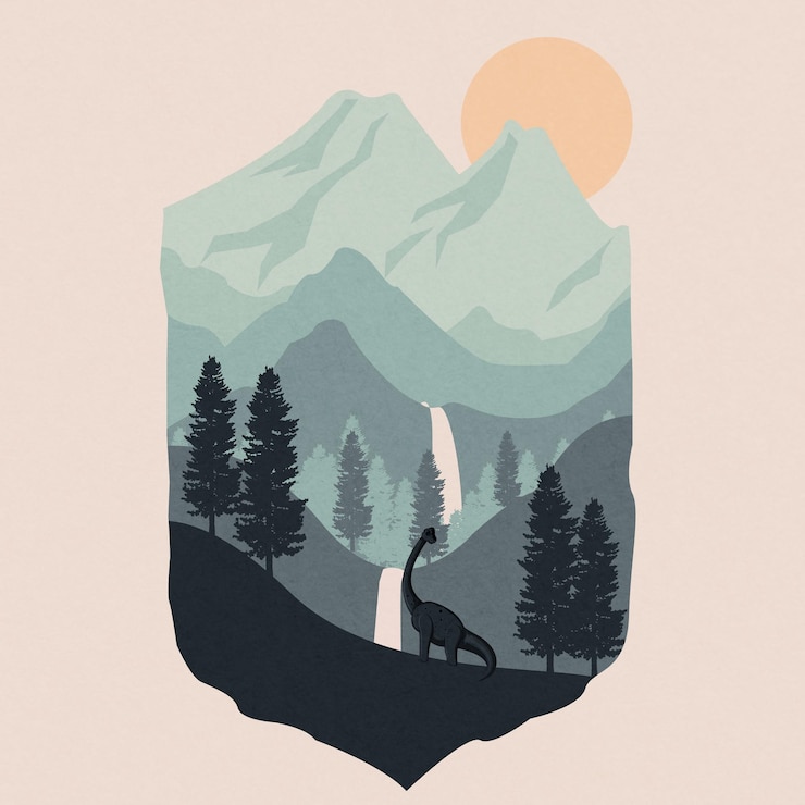 Vecteur paysage naturel avec brontosaure