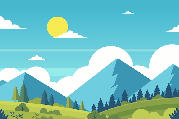 Paysage naturel avec des montagnes et un ciel bleu en arrière-plan