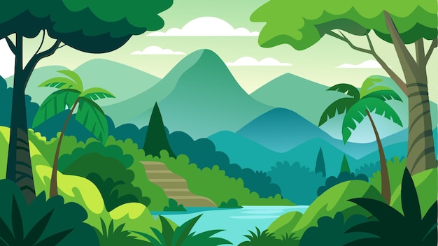 paysage avec des palmiers illustration vectorielle