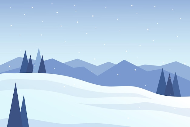 Paysage plat Belles montagnes blanches dans la nature hivernale