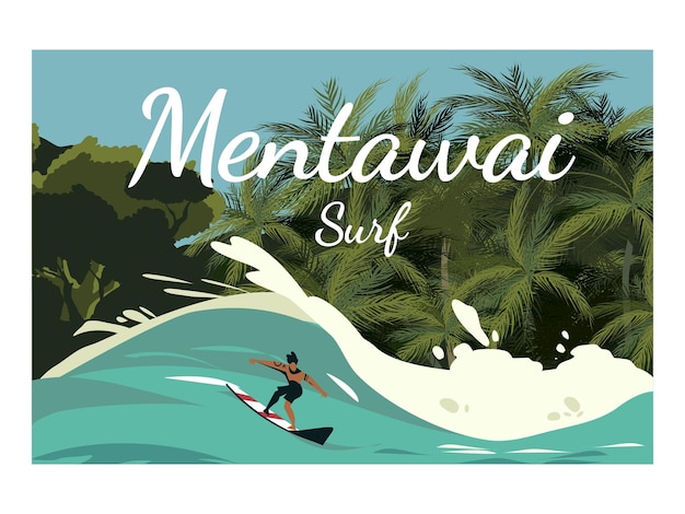 Vecteur le paysage de surf de mentawai