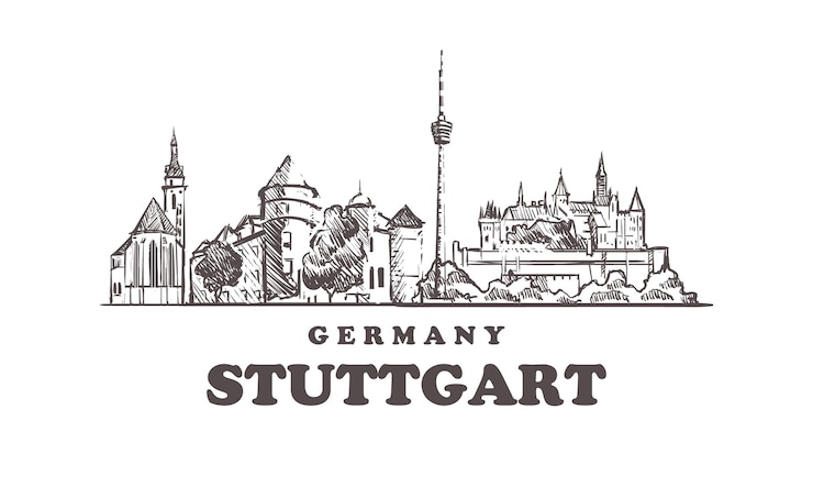 Vecteur paysage urbain de stuttgart, allemagne