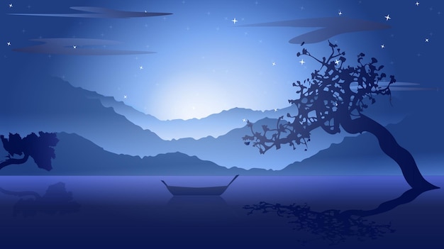 Paysage vectoriel avec des silhouettes de montagnes colline Nature concept beau fond extérieur